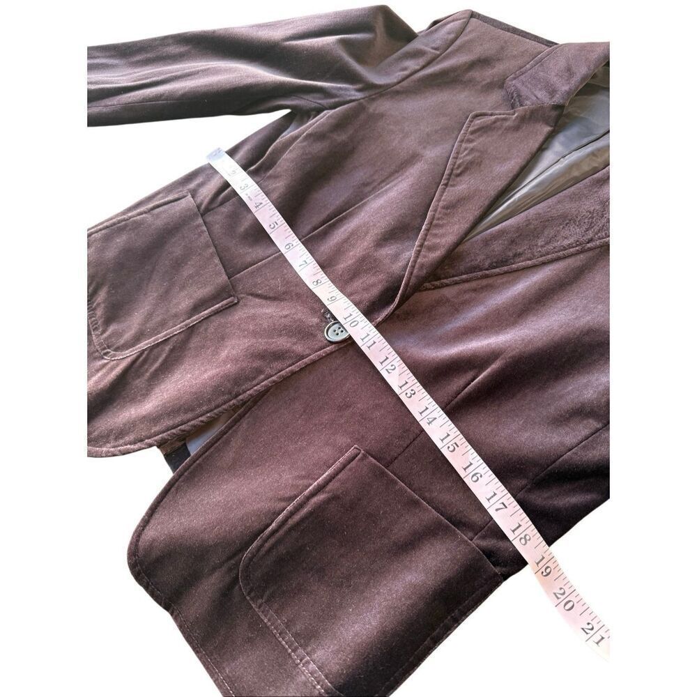 Vintage Briggs New York Chocolate Brown Velvet Velour Blazer Size 12 - Picture 8 of 10